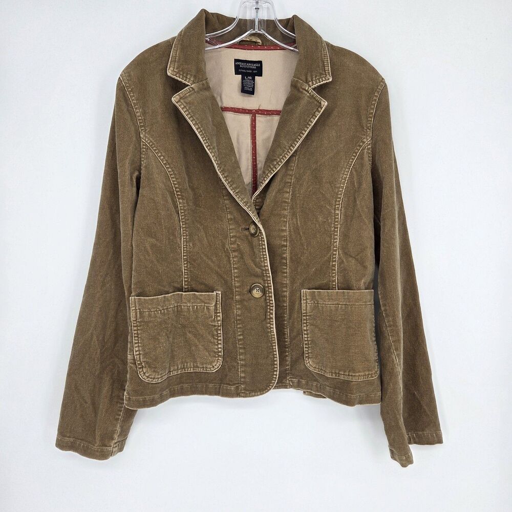Vintage American Eagle Y2K Camel Corduroy Blazer Jacket Women's Medium/Large